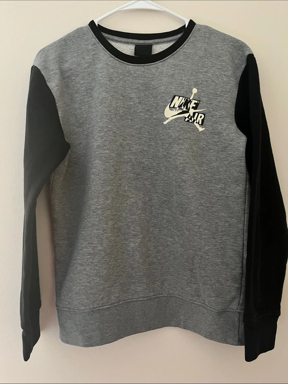 Nike Kid’s Grey Crewneck Sweatshirt with Black Sleeves